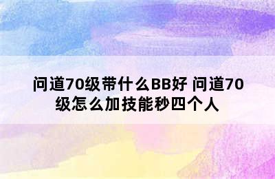 问道70级带什么BB好 问道70级怎么加技能秒四个人